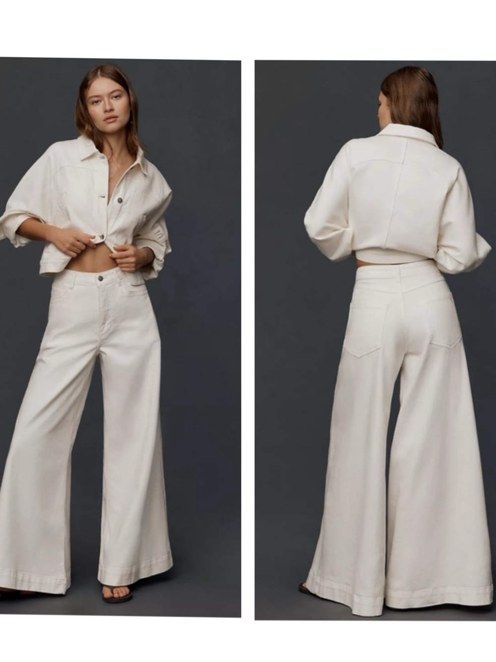 Anthropologie Pilcro Olli White Wide Leg Flare Jeans High Rise
